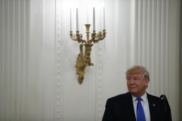 President Donald Trump speaks during a National Medal of Arts and National Humanities Medal ceremony in the East Room of the White House, Thursday, Nov. 21, 2019, in Washington. (AP Photo/Alex Brandon ...