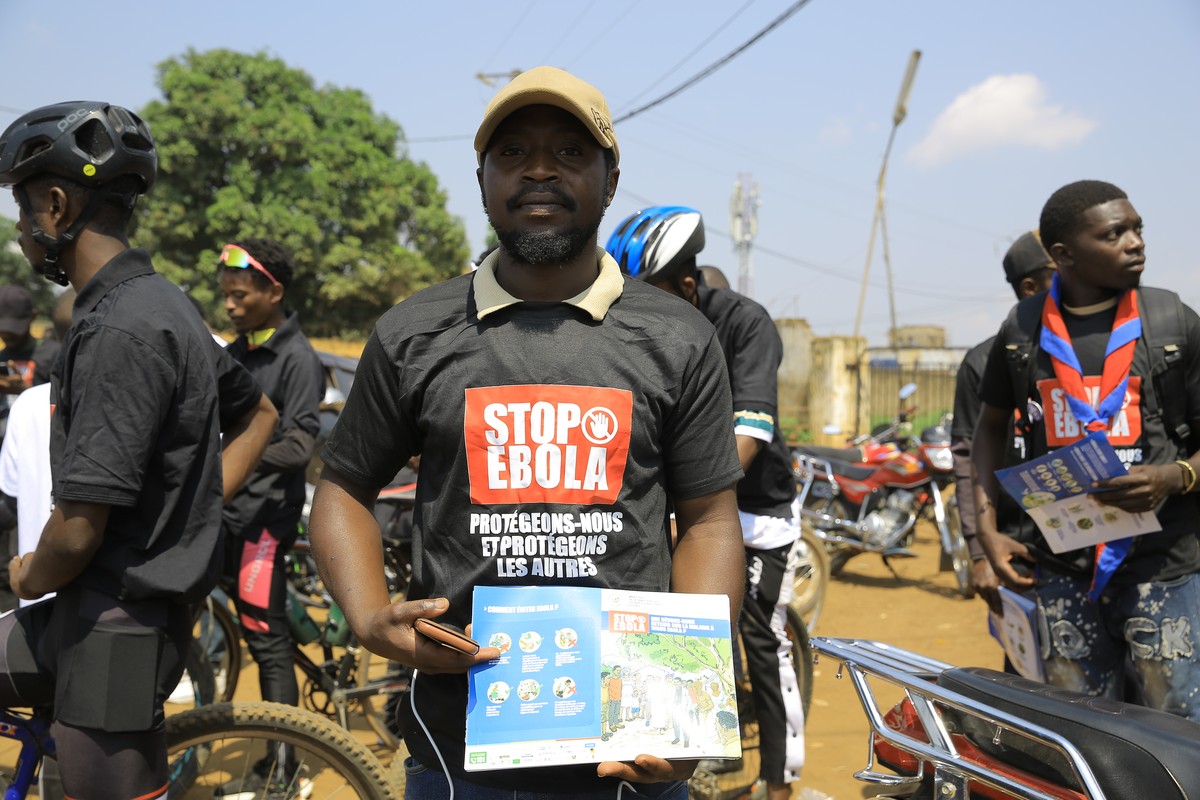 Residents and frontline workers embark on Ebola outbreak awareness campaign in Beni, North Kivu province, eastern Congo, Friday, Aug. 21, 2026. (AP Photo/Sebastien Kitsa Musayi)
Congo Ebola