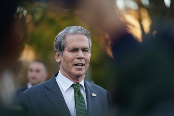 U.S. Secretary of the Treasury Scott Bessent speaks to reporters at the White House, Wednesday, Nov. 5, 2025, in Washington. (AP Photo/Allison Robbert)
Scott Bessent
