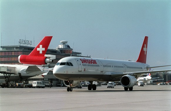 Ein Swissair-Flugzeug in Genf.