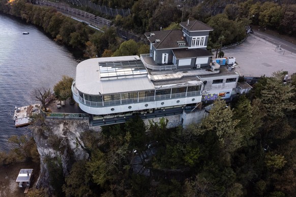 Aerial view of Capo San Martino, a prestigious building overlooking Lake Ceresio, now in a state of neglect but with a redevelopment project by architect and FC Sion president Christian Constantin, in ...