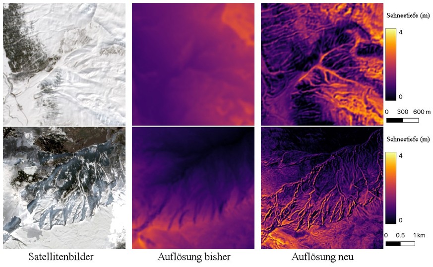 The ETH researchers' technology creates higher resolution snow maps for the whole of Switzerland than was previously possible.  (Image: ETH Zurich)