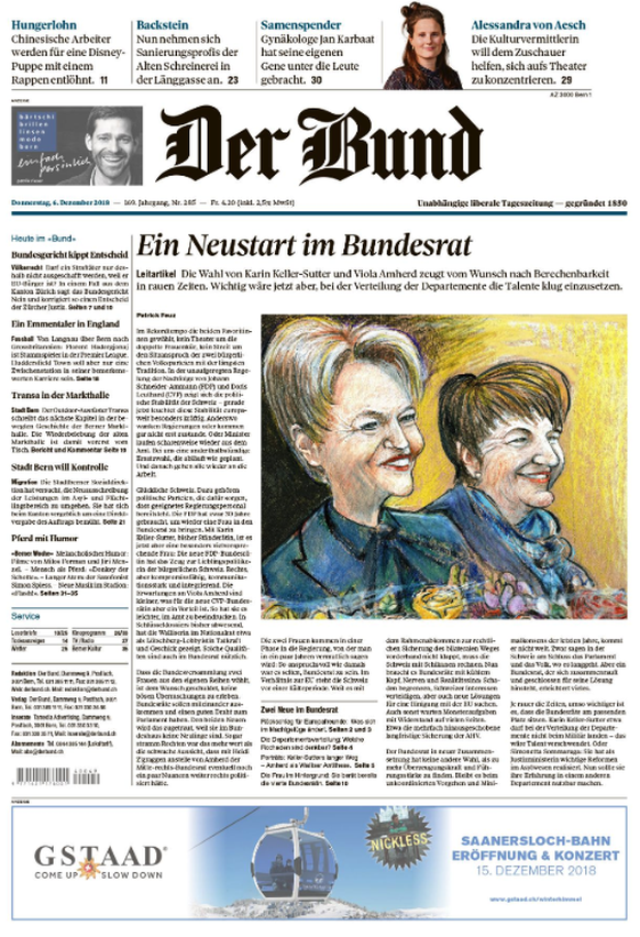 Zeitungen Cover Frontseiten Bundesratswahl Bundesrat Amherd Keller-Sutter