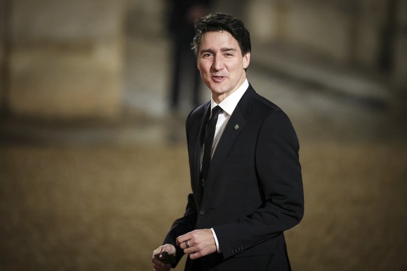 Canada&#039;s Prime Minister Justin Trudeau arrives for a dinner at the Elysee Palace, during an event on the sidelines of the Artificial Intelligence Action Summit in Paris, Monday, Feb. 10, 2025. (A ...