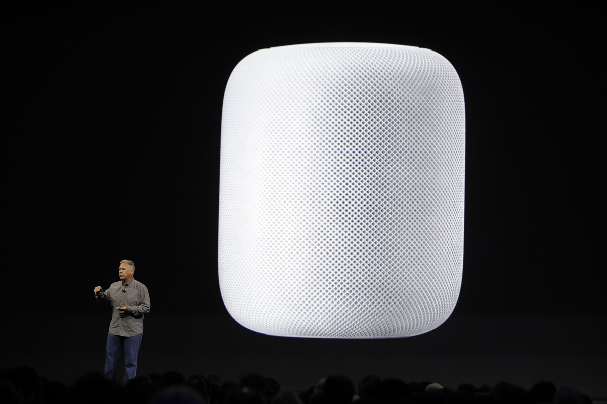 Phil Schiller, Apple's Senior Vice President of Worldwide Marketing, introduces the HomePod speaker at the Apple Worldwide Developers Conference Monday, June 5, 2017, in San Jose , Calif. (AP Pho ...