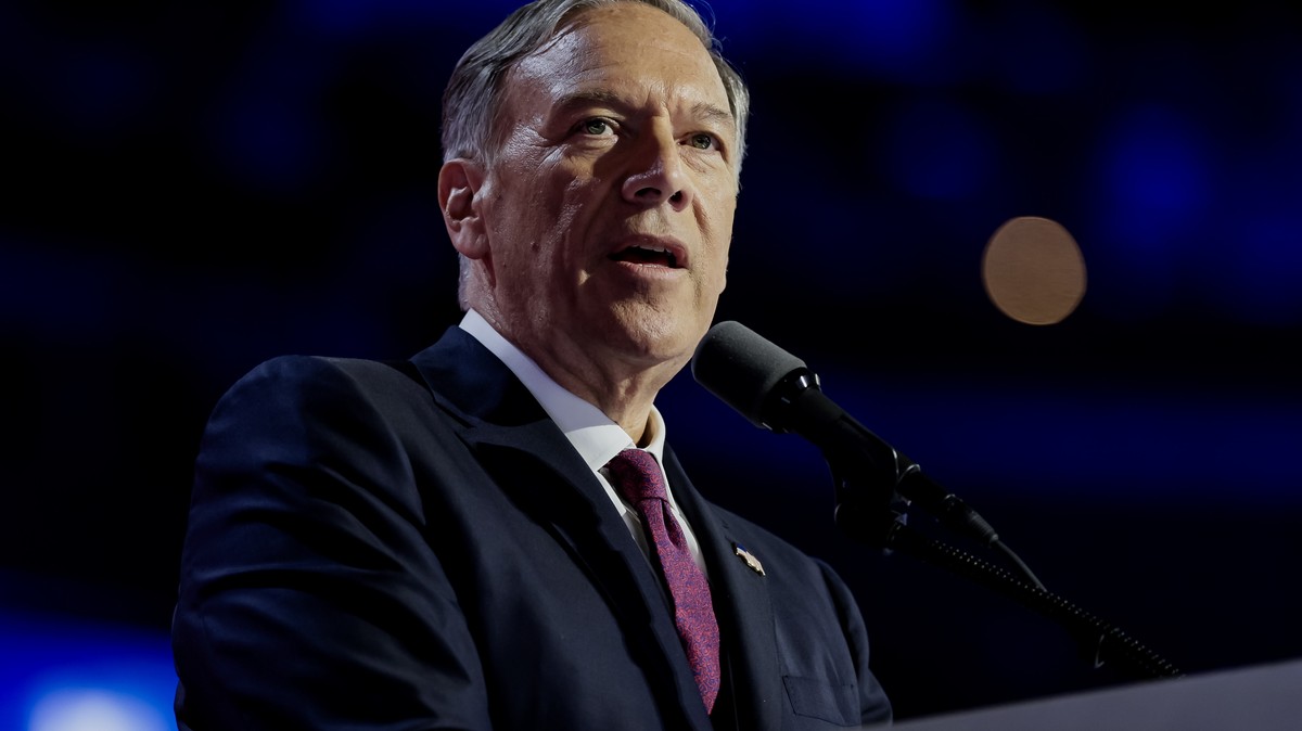 epa11486470 Former US Secretary of State Mike Pompeo speaks on the fourth day of the Republican National Convention (RNC) at Fiserv Forum in Milwaukee, Wisconsin, USA, 18 July 2024. The convention com ...