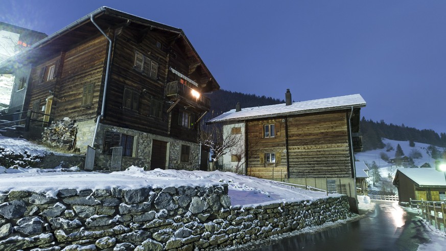 epa06360213 The village of Albinen is pictured during the communal assembly of Albinen, in Albinen, Switzerland, 30 November 2017. The residents of Albinen will vote on a new communal regulation that  ...