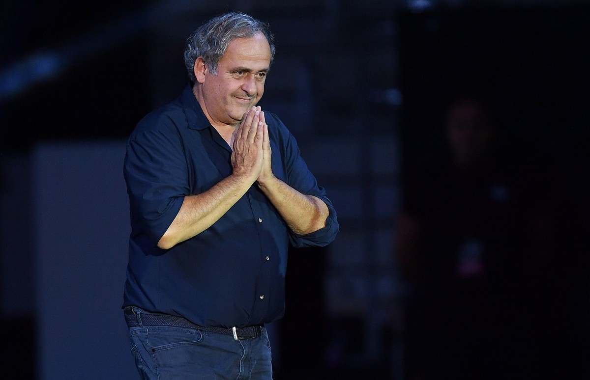 epa10912095 Michel Platini attends the 'Together, a Black &amp; White Show' event, a Juventus FC party dedicated to all Juventus fans for the centenary of the first Agnelli Presidency, in Tu ...