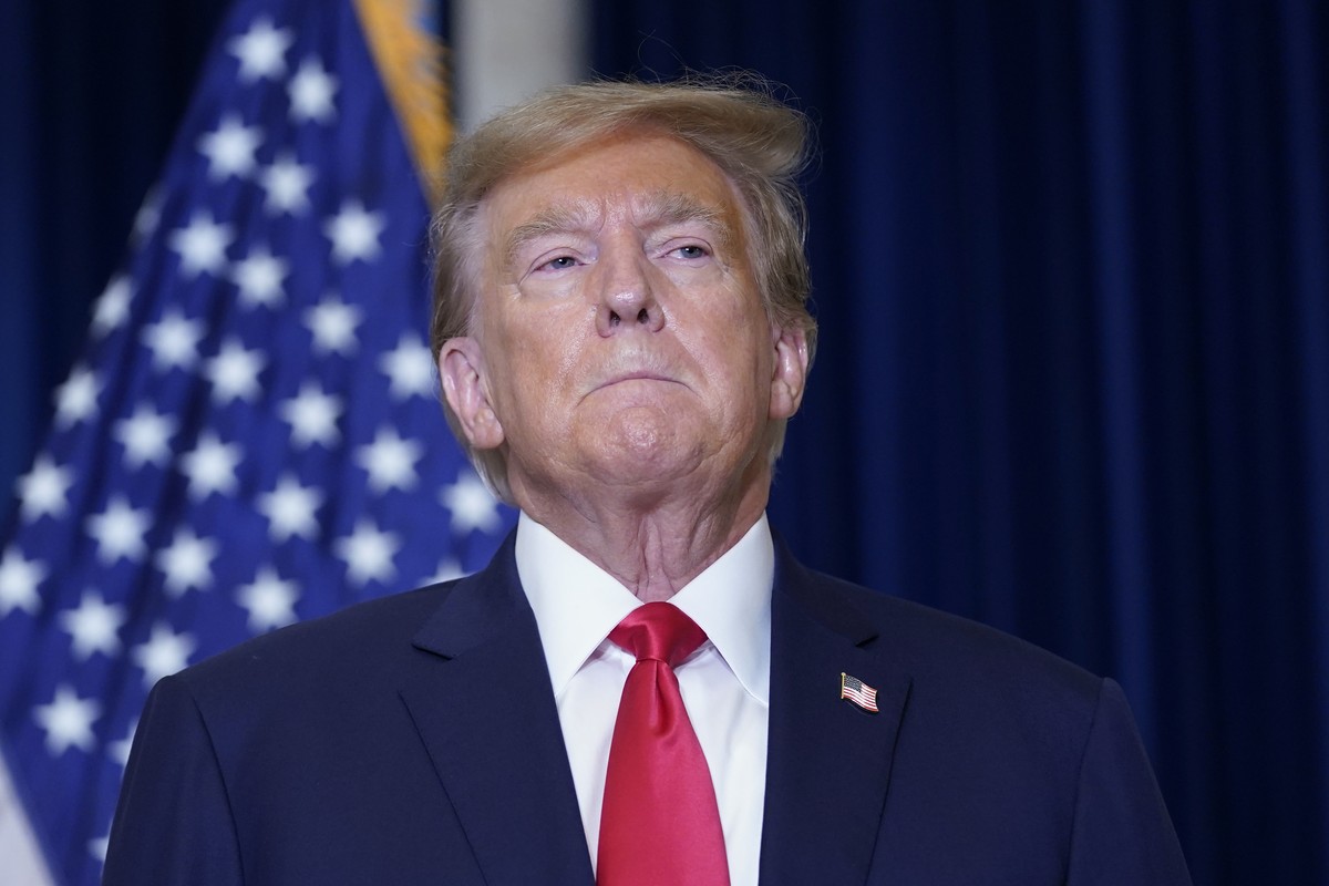 Former President Donald Trump speaks to the media at a Washington hotel, Tuesday, Jan. 9, 2024, after attending a hearing before the D.C. Circuit Court of Appeals at the federal courthouse in Washingt ...