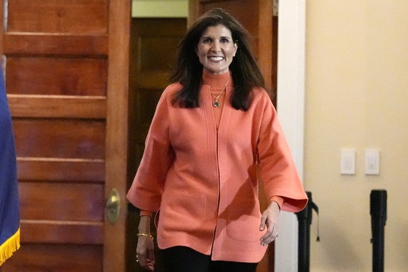 Republican presidential candidate, former U.N. Ambassador Nikki Haley, arrives to speak at a campaign event on Tuesday, Jan. 16, 2024, in Bretton Woods, NH (AP Photo/Charles Krupa)