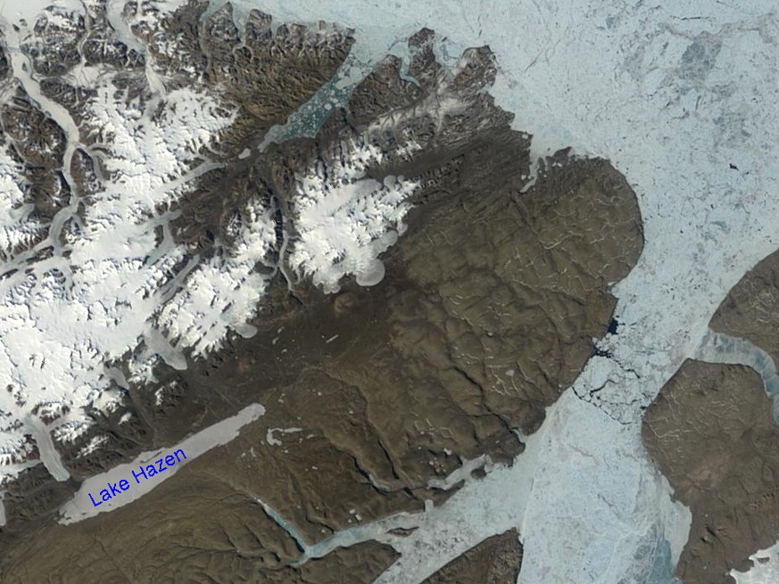 Lake Hazen is Canada's northernmost lake, located in Quttinirpaaq National Park and surrounded by glacial ice.