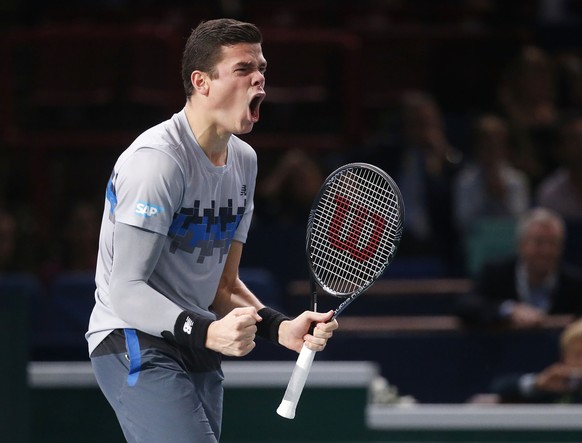 Raonic schreit die Freude über den Finaleinzug heraus.