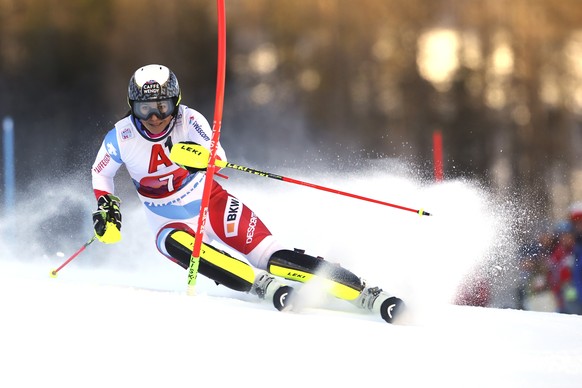 Switzerland&#039;s Wendy Holdener comets during an alpine ski, women&#039;s World Cup Women&#039;s Alpine Combined, in Altenmarkt-Zauchensee, Austria, Sunday, Jan. 12, 2020. (AP Photo/Marco Trovati)