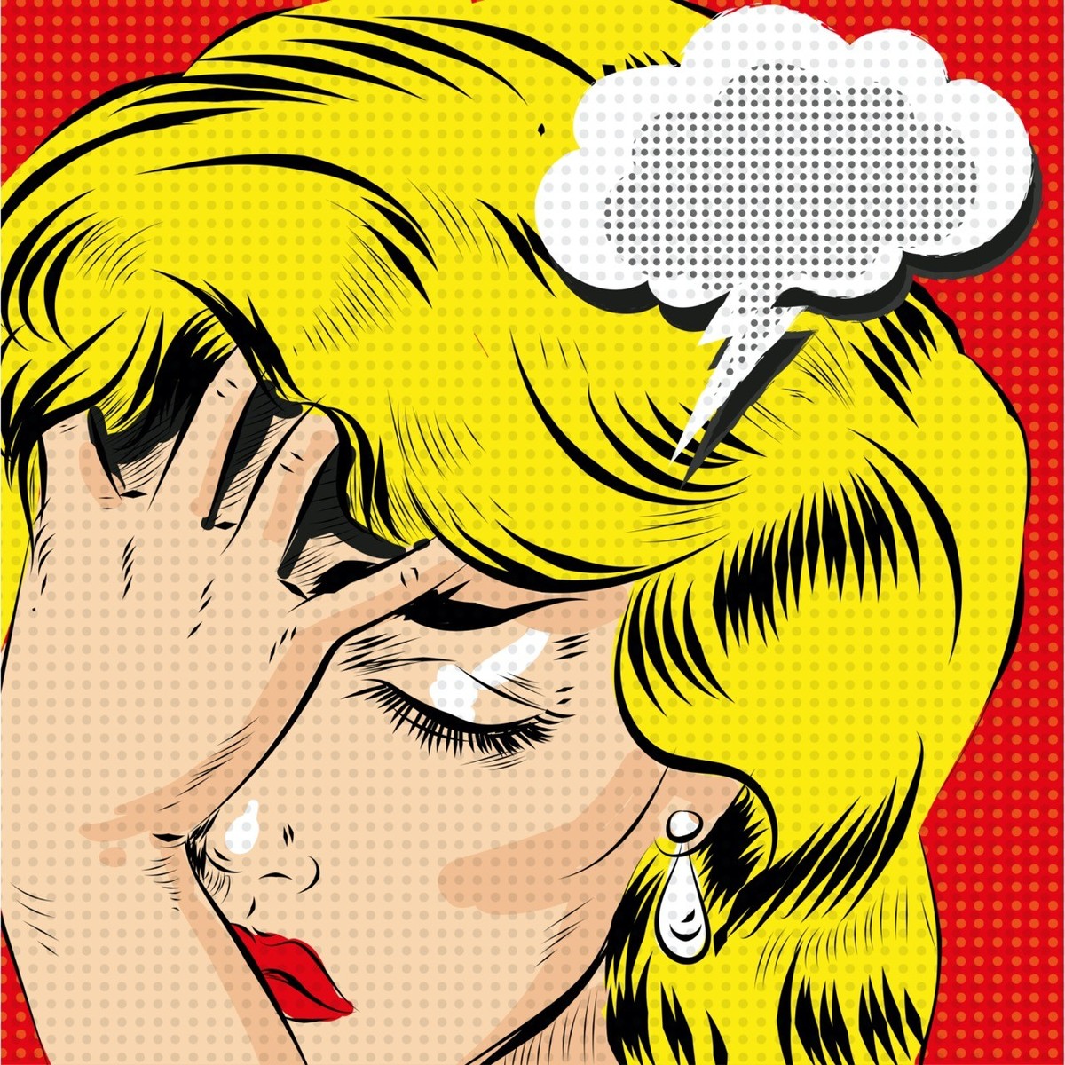 OMG pop art comic blonde woman stressed vector art