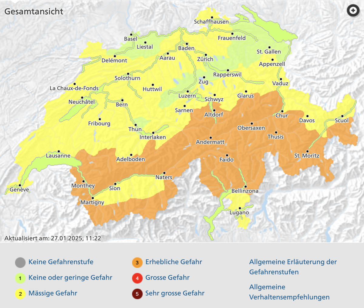 Lawinengefahr in der Schweiz.