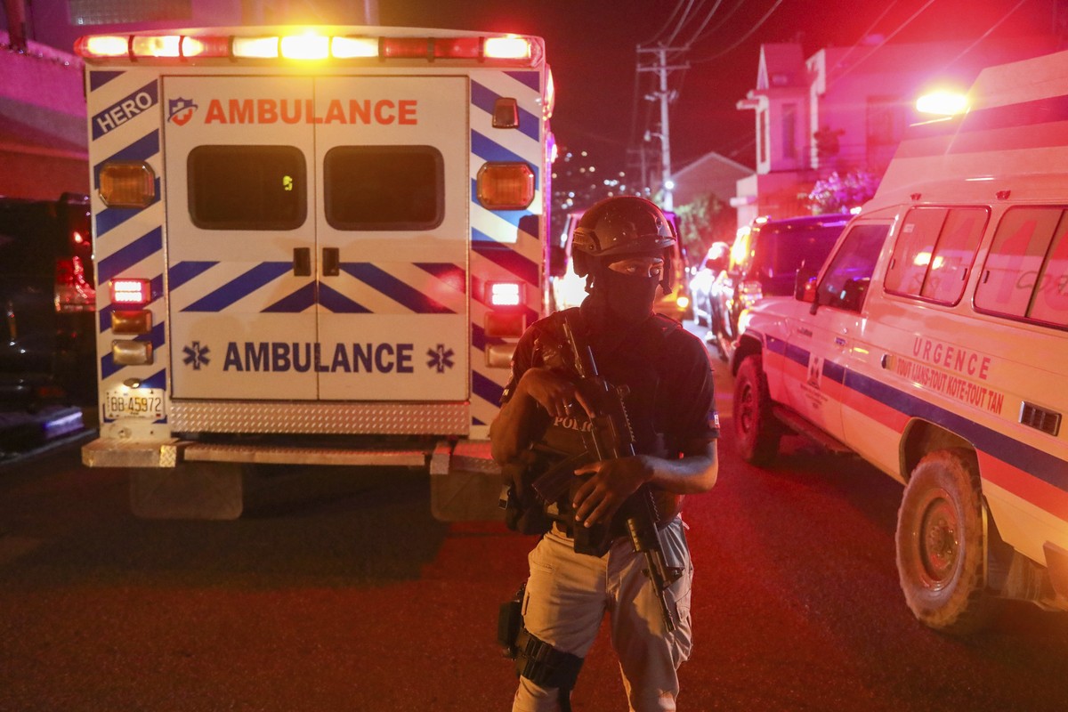 Police guard outside the hospital where Haiti's newly selected prime minister, Garry Conille was hospitalized in Port-au-Prince, Haiti late Saturday, June 8, 2024. Louis G