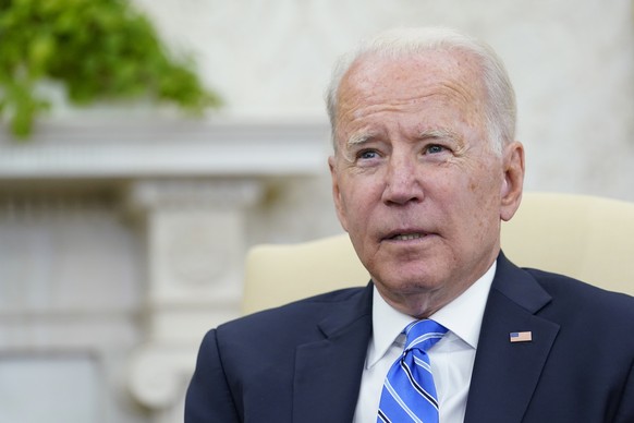 President Joe Biden speaks during his meeting with Jordan&#039;s King Abdullah II in the Oval Office of the White House in Washington, Monday, July 19, 2021. (AP Photo/Susan Walsh)
Joe Biden