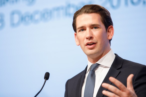 epa07238520 Austrian Chancellor Sebastian Kurz speaks during a press conference within the High-Level Forum Africa-Europe at the Austria Center Vienna (ACV) in Vienna, Austria, 18 December 2018. The f ...