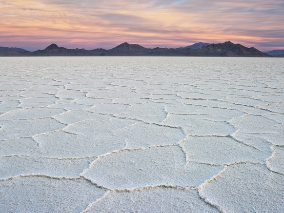 Salt Patterns and mountain range in the background