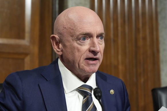 Sen. Mark Kelly, D-Ariz. speaks at the Senate Armed Services Committee for his confirmation hearing of Pete Hegseth, President-elect Donald Trump&#039;s choice to be Defense secretary, at the Capitol  ...