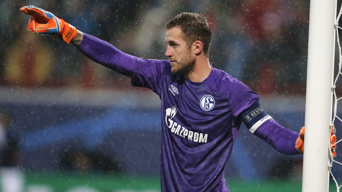 Schalke goalkeeper Ralf Faehrmann gives instructions during a Group D Champions League soccer match between Lokomotiv Moscow and FC Schalke 04 at the Lokomotiv Stadium in Moscow, Russia, Wednesday, Oc ...