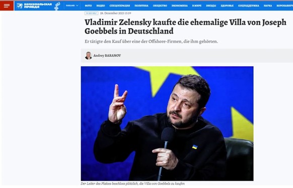 Russlands grösste Boulevardzeitung stützte sich für die Meldung auf eine dubiose US-Seite.