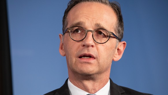 epa07104733 German Foreign Minister Heiko Maas speaks during a joint press conference with Czech Foreign Minister Tomas Petricek (not pictured) at the German Foreign Ministry in Berlin, Germany, 19 Oc ...