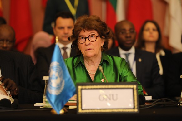 epa06707044 UN Special Representative for International Migration Louise Arbour attends the fifth Euro-African Ministerial Conference on Migration and Development, in Marrakesh, Morocco, 02 May 2018.  ...