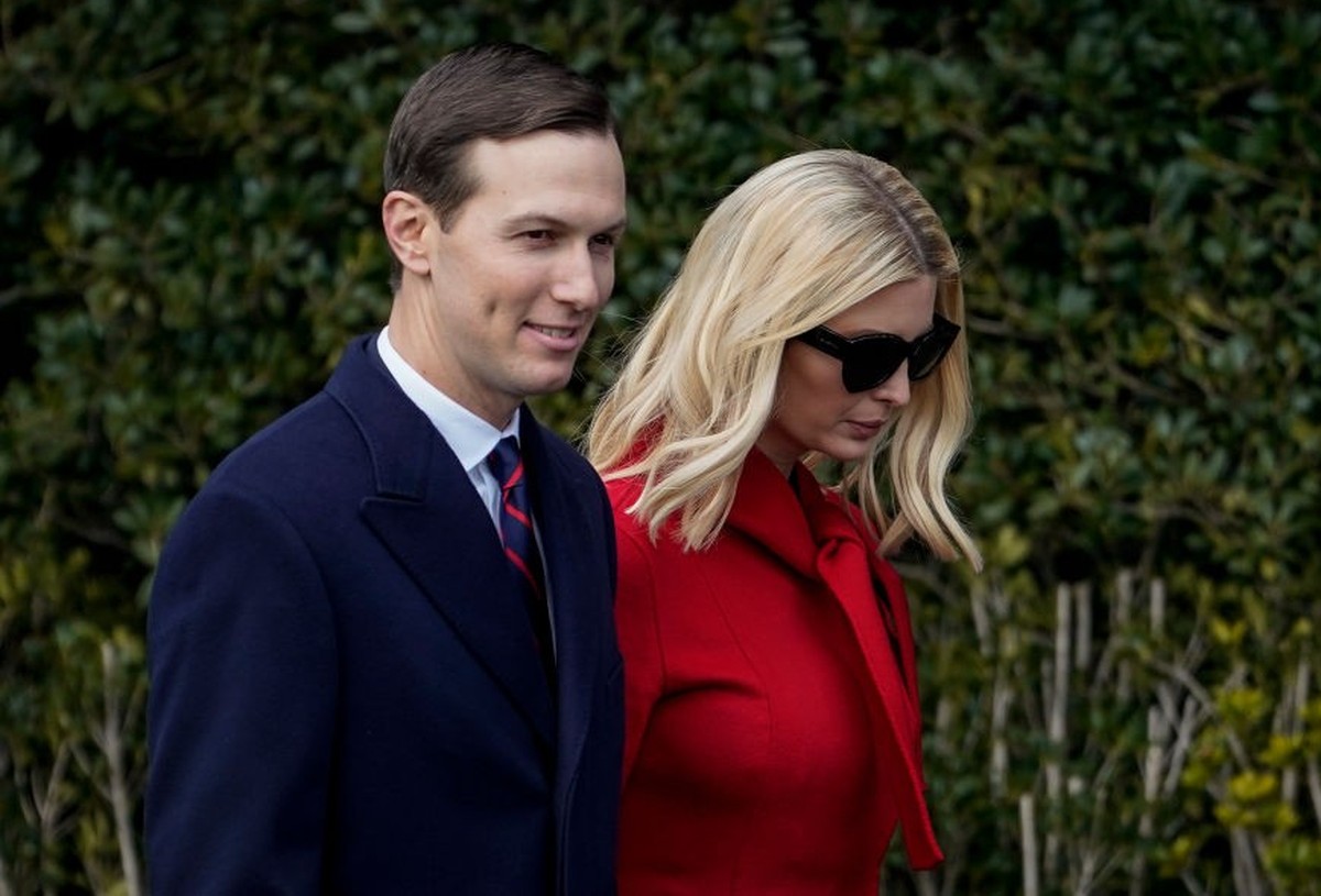 WASHINGTON, DC - JANUARY 29: (L-R) Senior advisors to President Trump Jared Kushner and Ivanka Trump arrive for a signing ceremony for the United States-Mexico-Canada Trade Agreement on the South Lawn ...