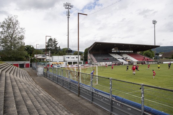 Leere Zuschauerraenge im Testspiel zwischen dem Challenge League Club FC Aarau und dem Super League Club FC Thun im Stadion Bruegglifeld, am Samstag, 06. Juni 2020 in Aarau. (KEYSTONE/Ennio Leanza)