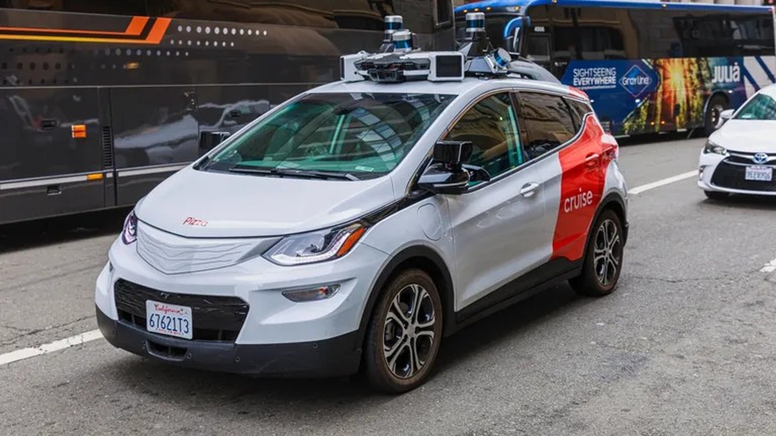 Ein Auto der Firma Cruise in San Francisco: Die Stadt ist Testfeld für autonomes Fahren.