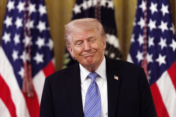 epa12932895 US President Donald Trump gestures at a Small Business Summit at the White House in Washington, DC, USA, 04 May 2026. The summit brings together more than 130 business owners from across t ...