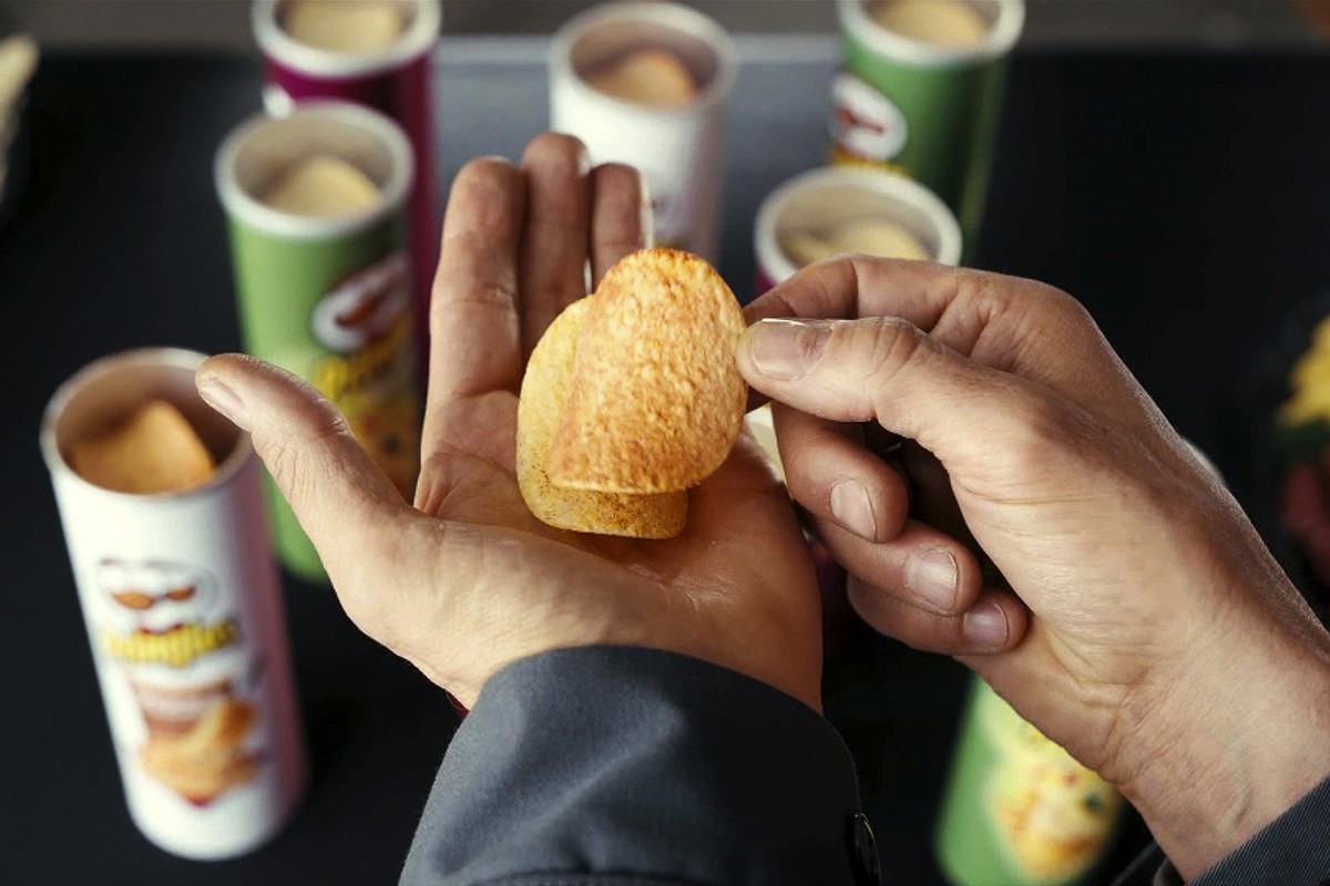 This photo provided by Pringles shows a scene with Sky Elobar from the company's Super Bowl spot. For the 2018 Super Bowl, marketers are paying more than $5 million per 30-second spot to capture  ...