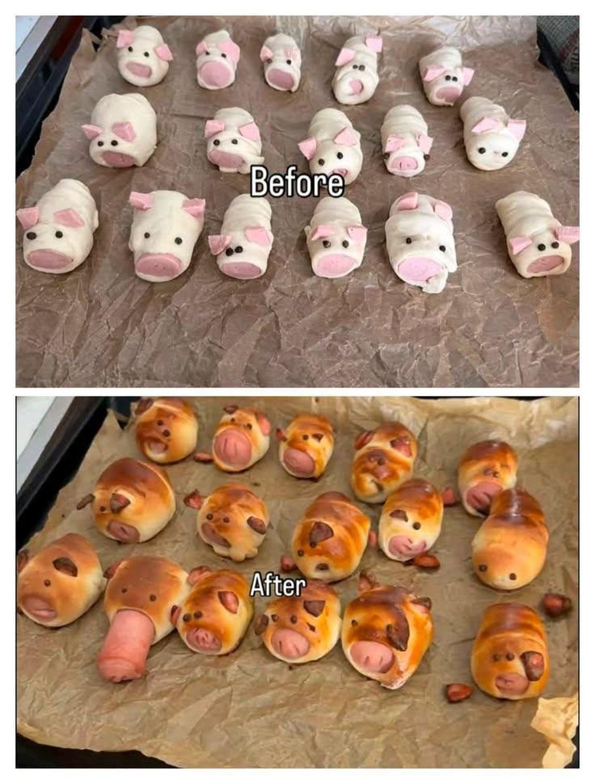 Nicht sicher, ob win oder fail: Teig Schweinchen mit WIenerli.