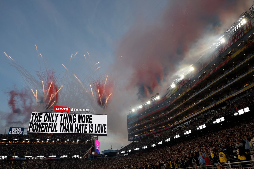 Bad Bunny performs during the halftime show of Super Bowl 60 between the Seattle Seahawks and New England Patriots in Santa Clara, Calif., Sunday, Feb. 8, 2026. (Carlos Avila Gonzalez/San Francisco Ch ...