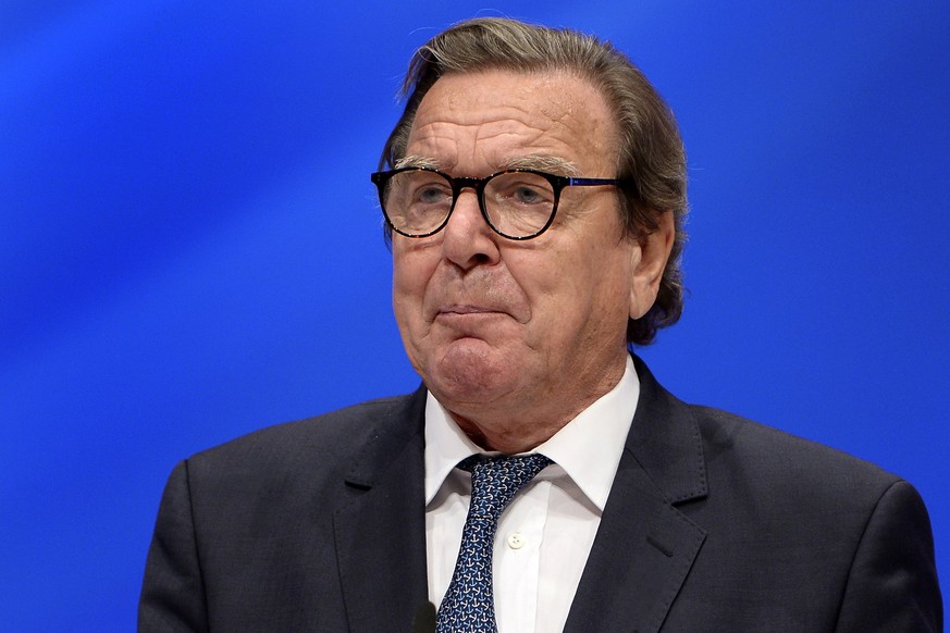 epa06234550 (FILE) - Former German Chancellor Gerhard Schroeder attends the extraordinary federal party conference of the Social Democratic Party (SPD) at the Westfalenhalle in Dortmund, Germany, 25 J ...