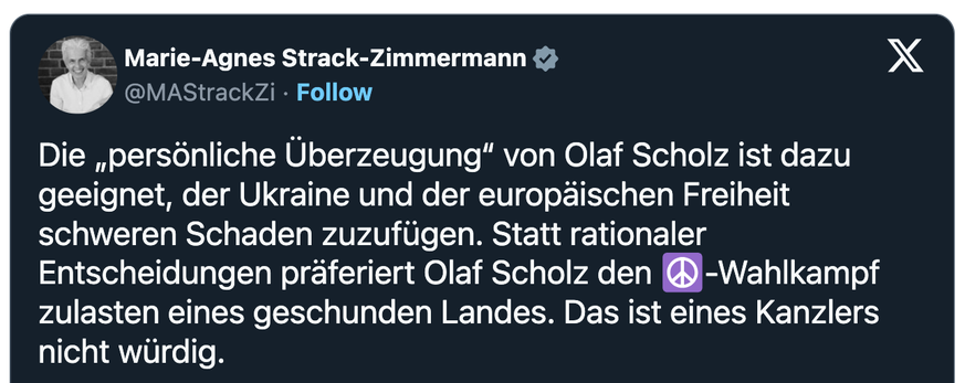 Tweet von Marie-Agnes Strack-Zimmermann