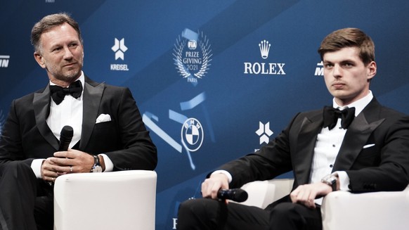 Red Bull team chief Christian Horner, left, and Formula One world champion