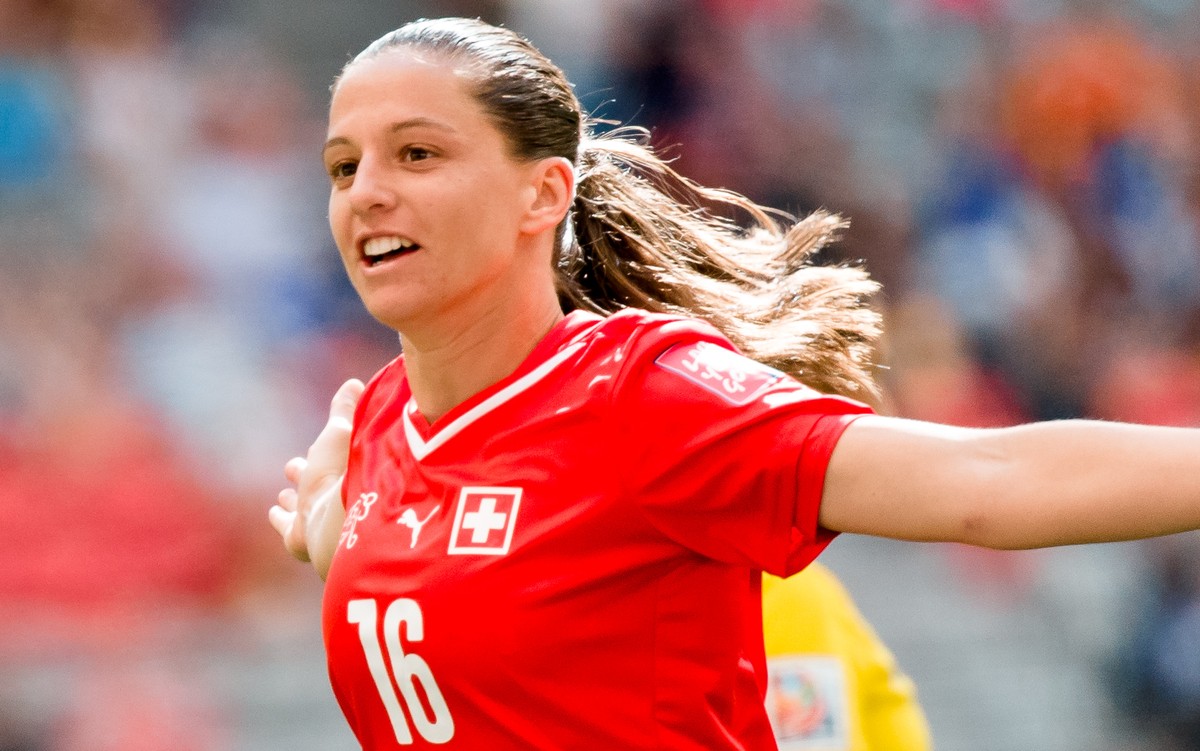 June 12, 2015: Fabienne HUMM of Switzerland celebrates her goal during a Group C match at the FIFA Women's World Cup Canada 2015 between Switzerland and Ecuador at BC Place Stadium on 12 June 201 ...