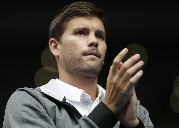 Dani Vallverdu, coach of Tomas Berdych of the Czech Republic watches the quarterfinal match against Rafael Nadal of Spain at the Australian Open tennis championship in Melbourne, Australia, Tuesday, J ...