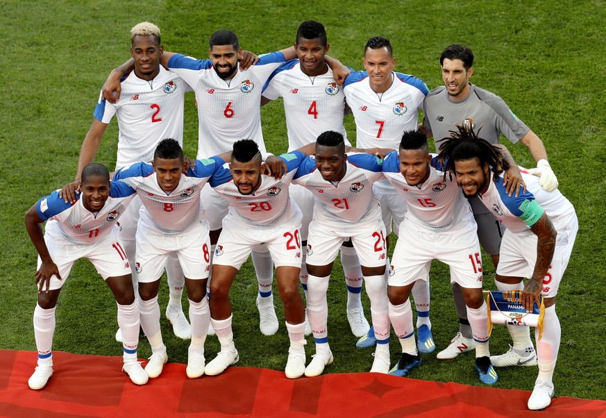 epa06819136 The starting eleven of Panama prior to the FIFA World Cup 2018 group G preliminary round soccer match between Belgium and Panama in Sochi, Russia, 18 June 2018.

(RESTRICTIONS APPLY: Edi ...
