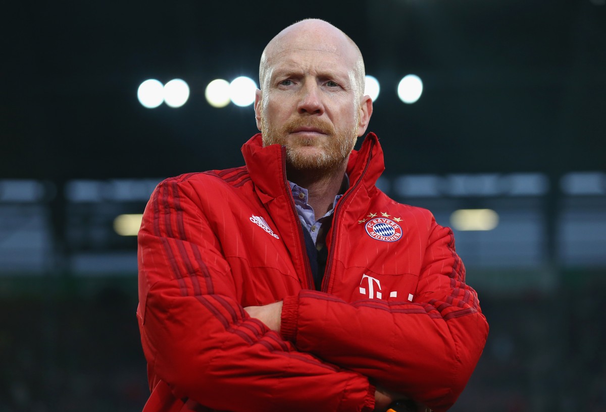 AUGSBURG, GERMANY - FEBRUARY 14: Matthias Sammer Sporting Director of Bayern Munich looks on prior to the Bundesliga match between FC Augsburg and FC Bayern Muenchen at SGL Arena on February 14, 2016  ...