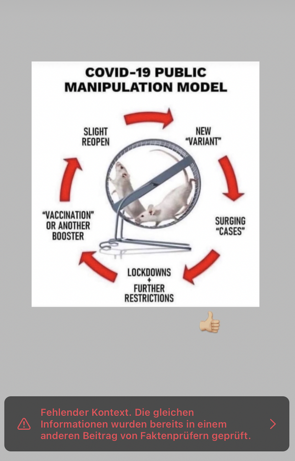 Coronaskeptischer Beitrag zum Thema öffentliches Manipulationsmodell.