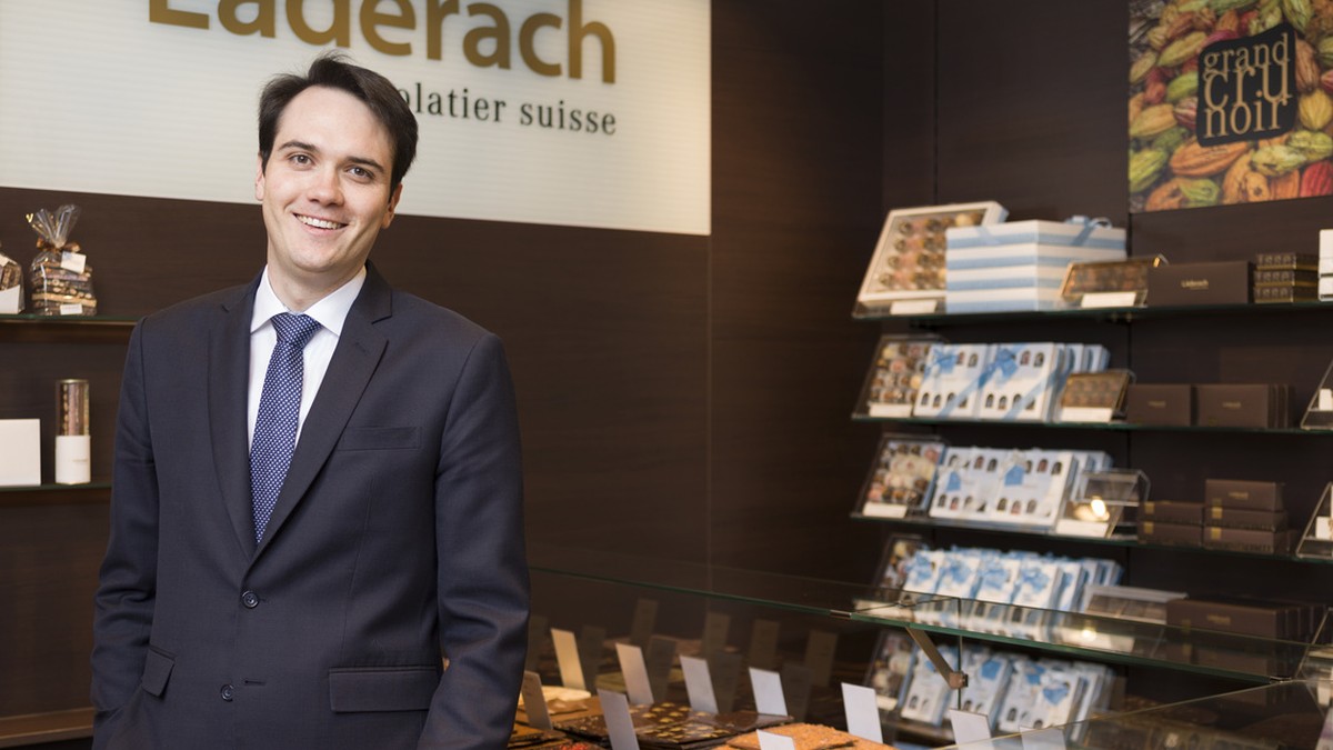 Johannes Laederach, CEO of Laederach Chocolatier Suisse, portrayed in the Laederach store in Glarus, Switzerland, on March 16, 2018. He heads the Glarus family business in the third generation. (KEYST ...