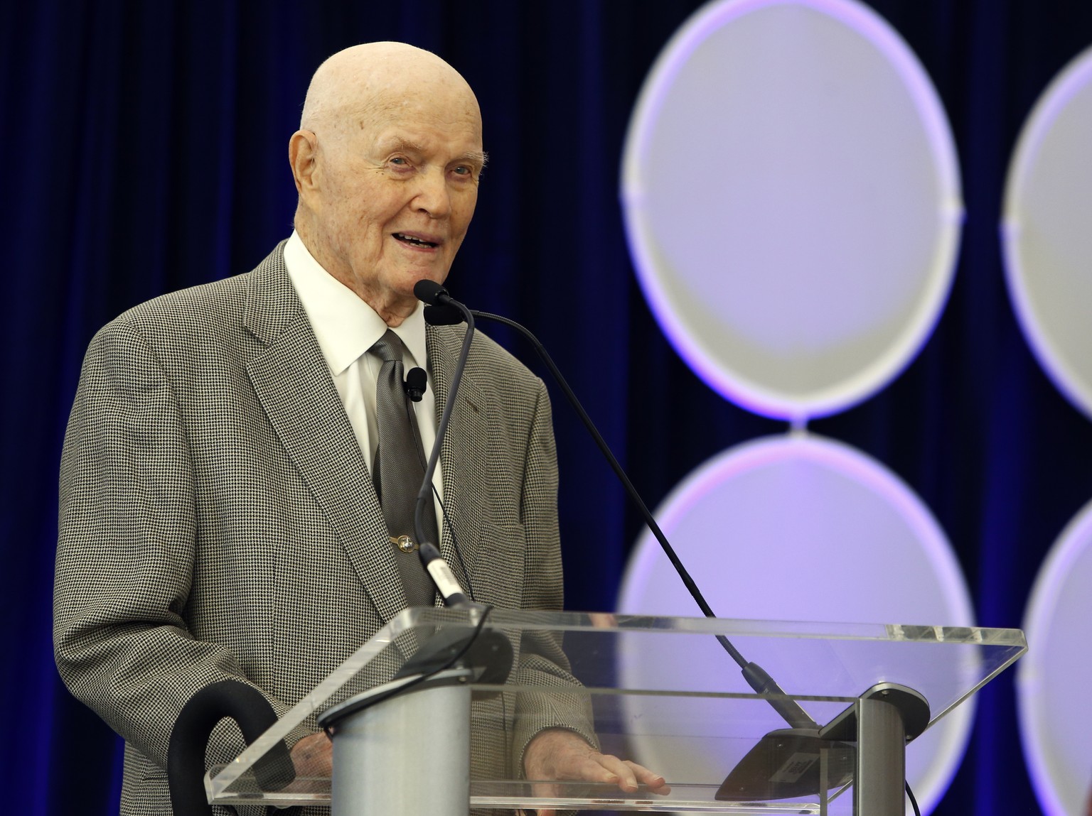 Former U.S. Sen. John Glenn speaks during a celebration for the renaming of Port Columbus International Airport to John Glenn Columbus International Airport Tuesday, June 28, 2016, in Columbus, Ohio.  ...