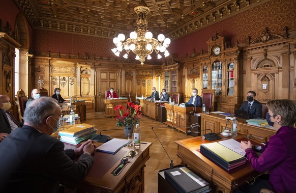 Bundesrat Guy Parmelin, Bundesrat Ueli Maurer, Bundesrat Alain Berset, Bundesraetin Simonetta Sommaruga, Bundesraetin Viola Amherd, Vizekanzler Viktor Rossi, Bundeskanzler Walter Thurnherr, Bundesprae ...