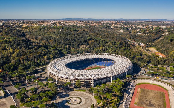 Das Stadio Olimpico in Rom mit seiner ikonischen Dach-Konstruktion.