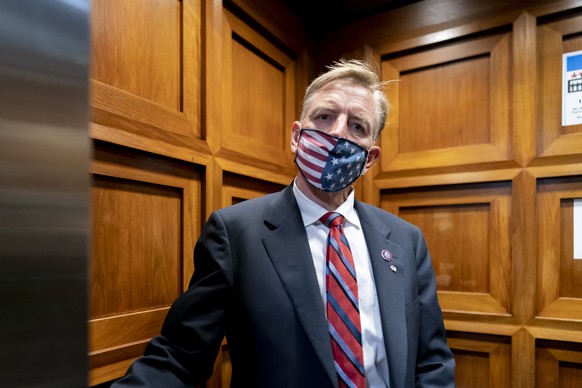 Paul Gosar, R-Ariz., takes an elevator on Capitol Hill in Washington, Wednesday, Nov. 17, 2021, as the House of Representatives prepares to vote on a resolution to formally rebuke him for tweeting an  ...