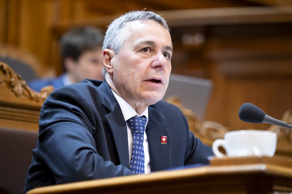 Bundesrat Ignazio Cassis spricht waehrend der Wintersession der Eidgenoessischen Raete, am Dienstag, 10. Dezember 2024 im Staenderat in Bern. (KEYSTONE/Anthony Anex)