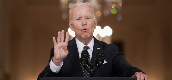 epa09992892 US President Joe Biden speaks to the nation about the &#039;recent tragic mass shootings&#039; in the East Room of the White House in Washington, DC, USA, 02 June 2022. Biden called on Con ...